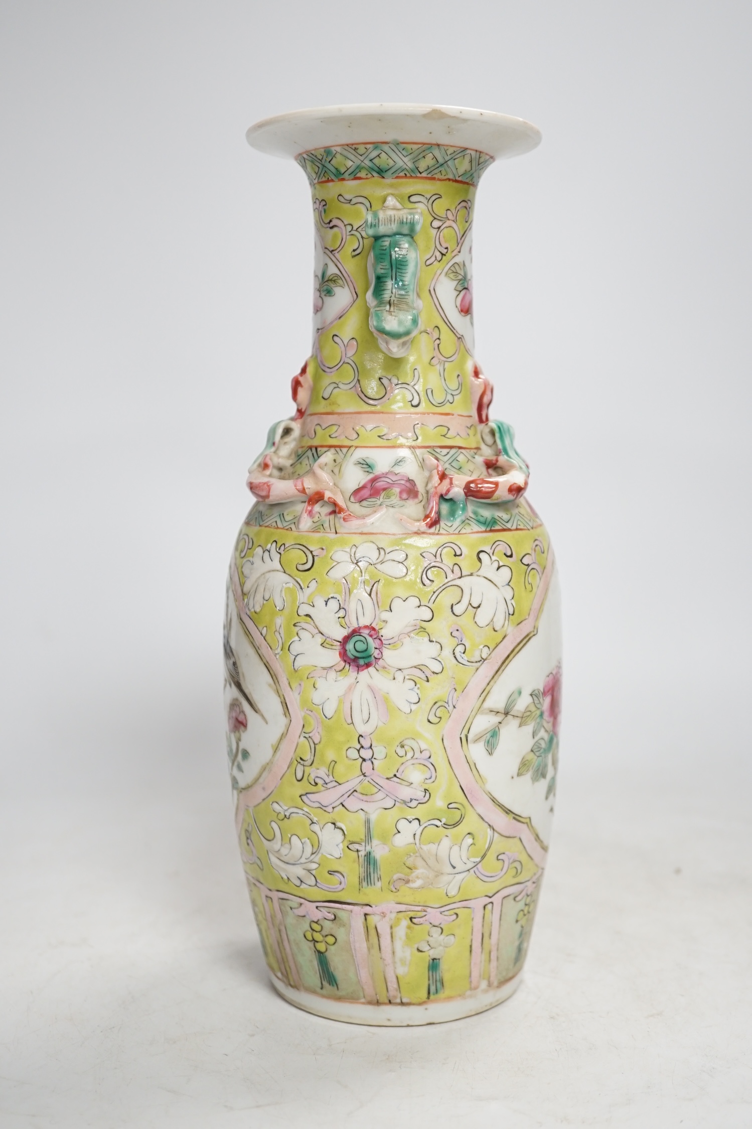 A 19th century Chinese vase, for the Malaysian Straits market, 25cm high. Condition - some minor chips to neck lip, fair